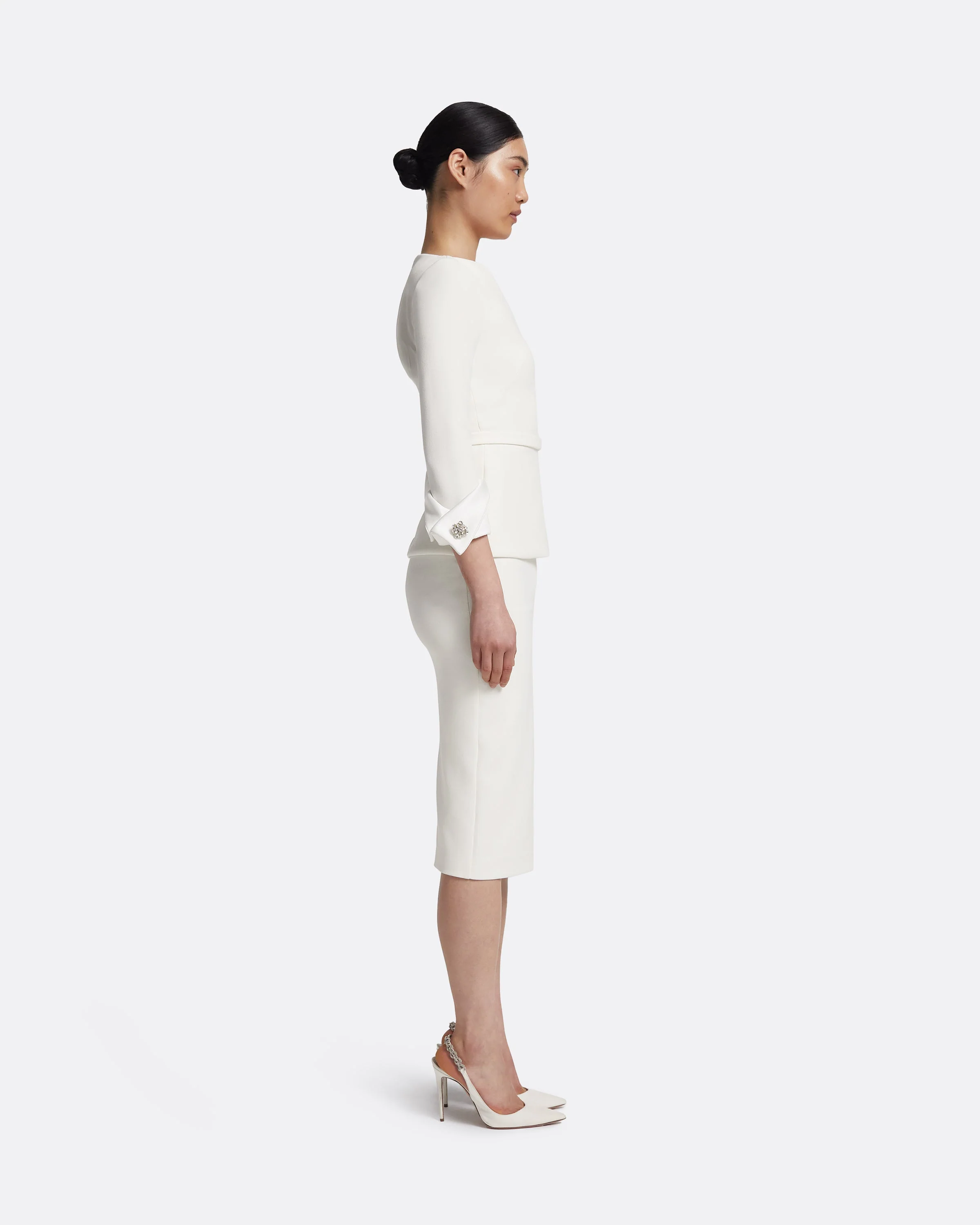 Tinetta Top in Porcelain on Ivory with Crystal Embellishment - Image 14