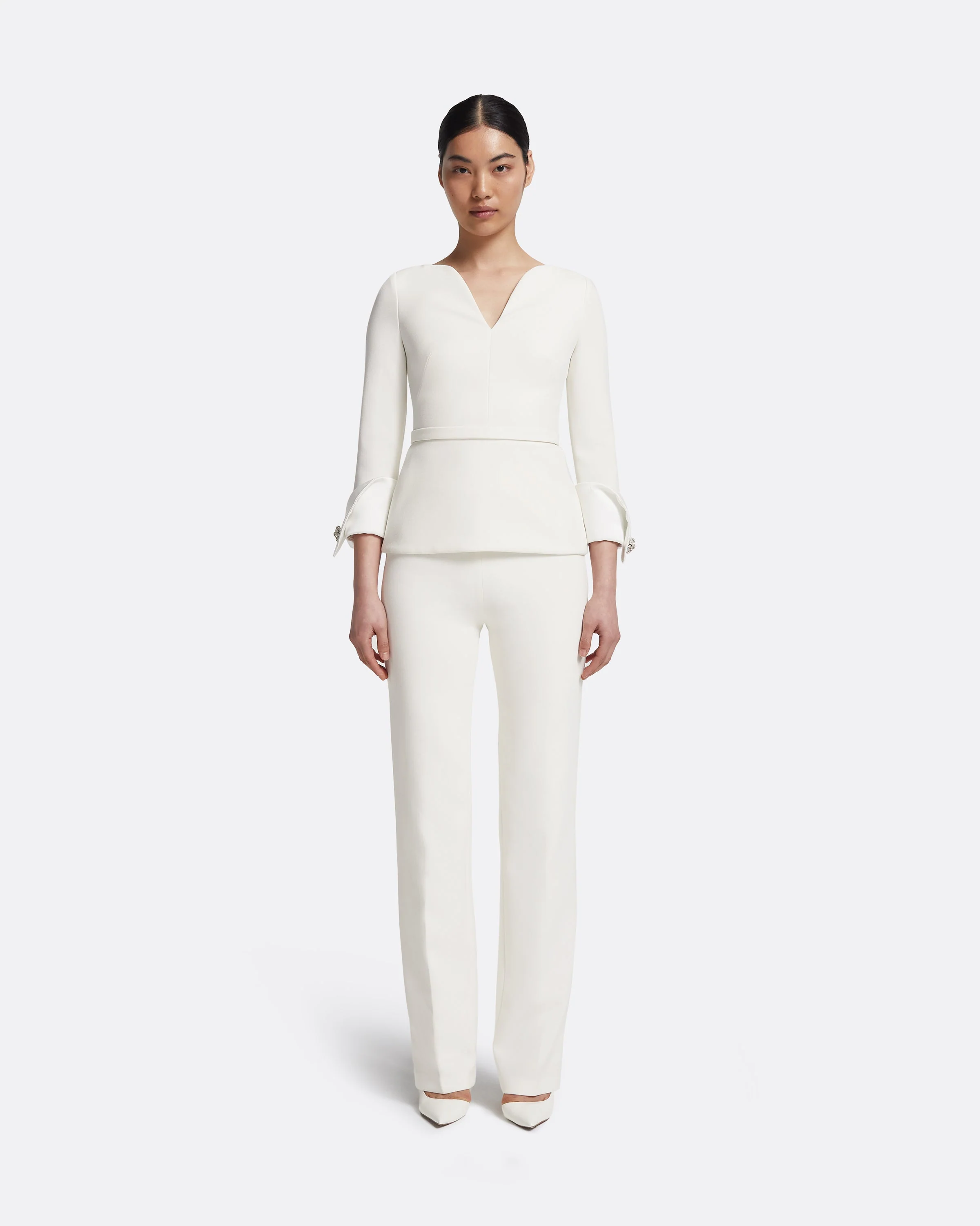 Tinetta Top in Porcelain on Ivory with Crystal Embellishment - Image 15