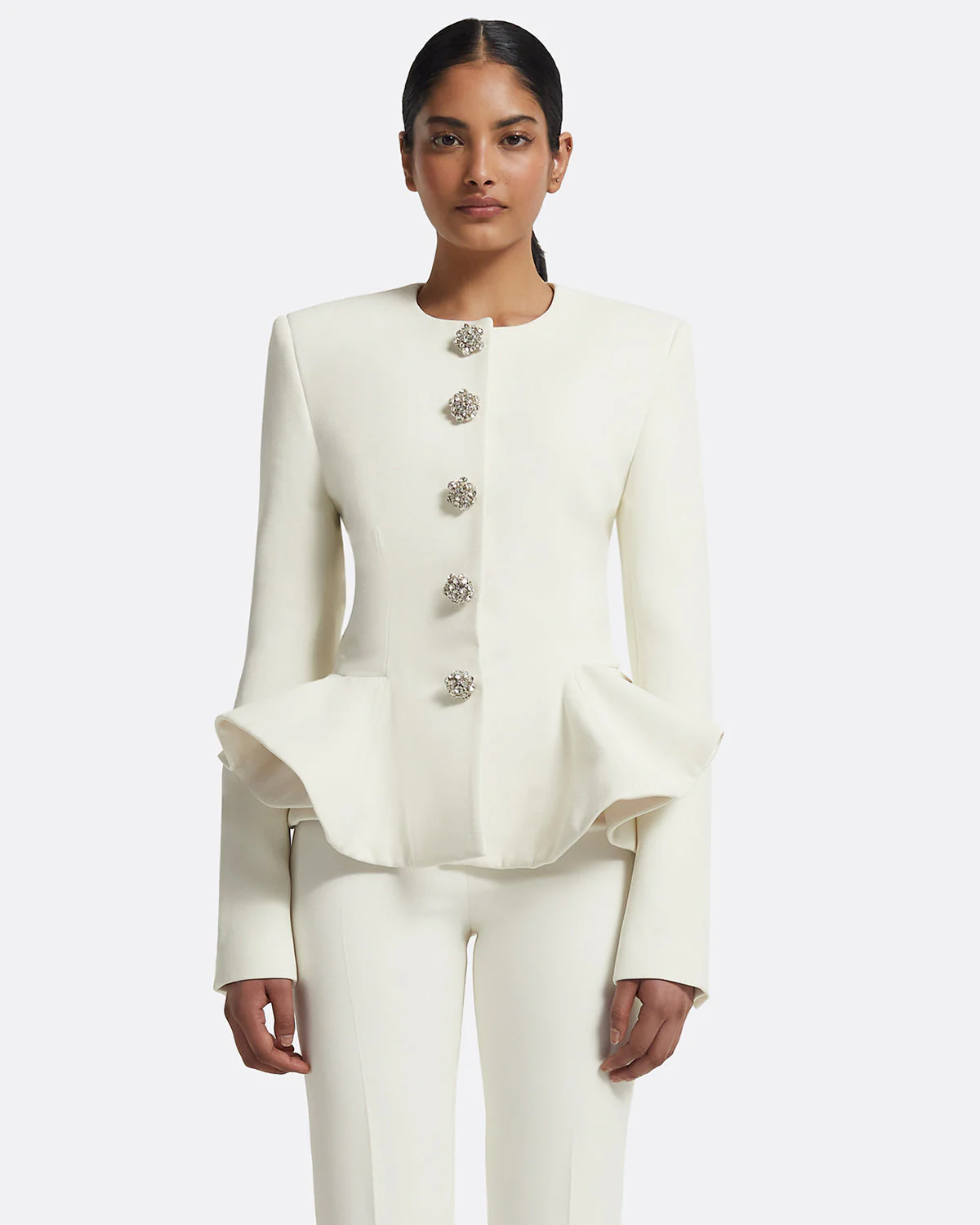 Tomomi Jacket in Ivory with Crystal - Image 11