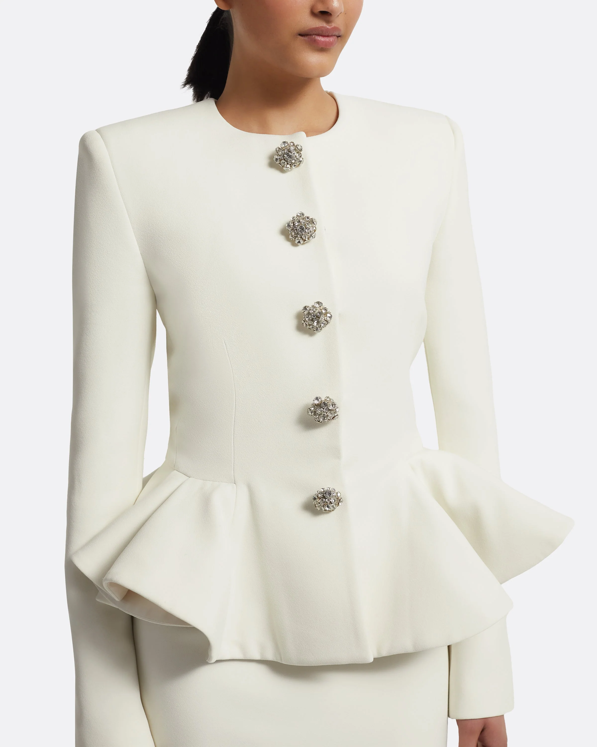 Tomomi Jacket in Ivory with Crystal - Image 17