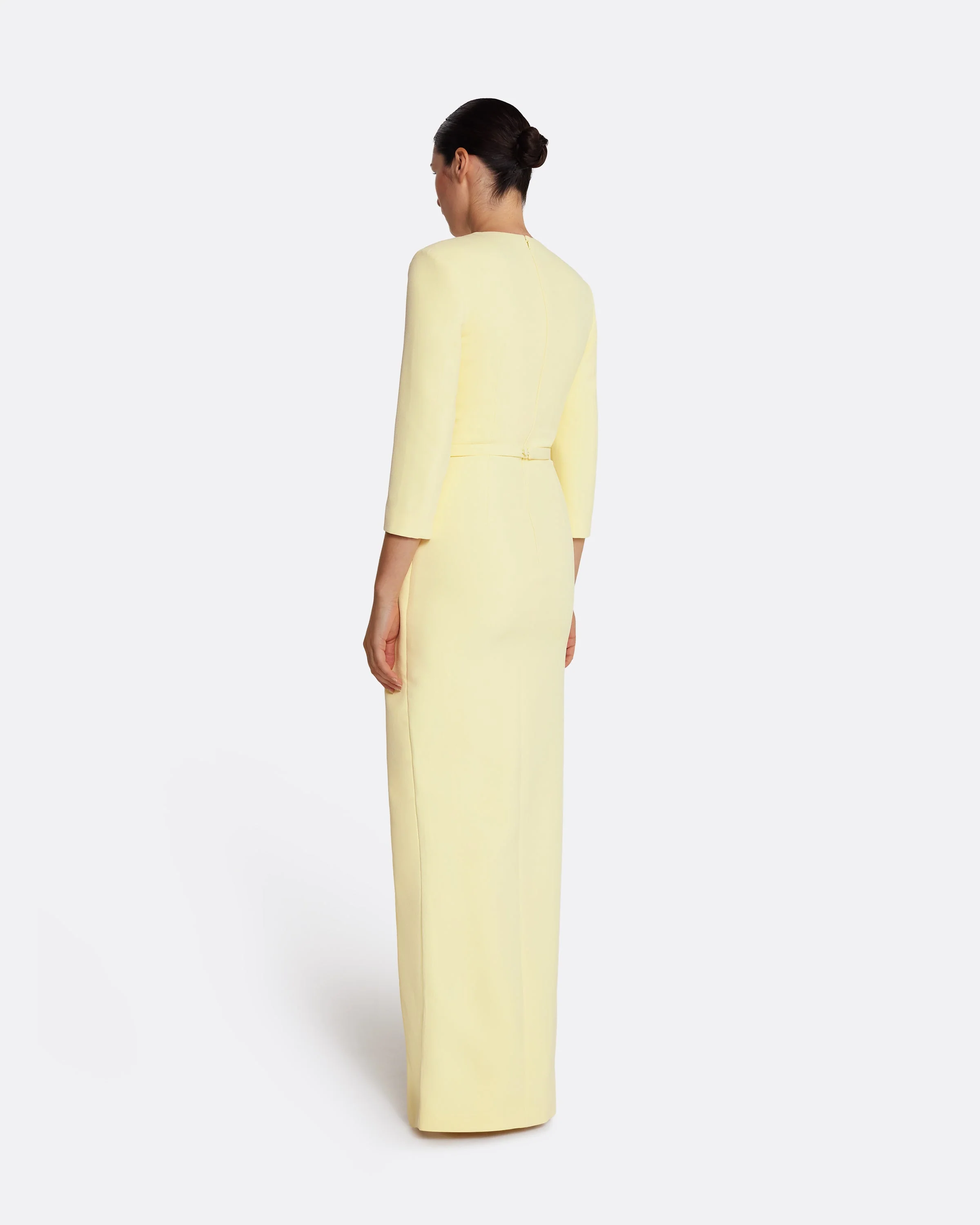 Tosavetta Long Dress in Pale Yellow with Gold - Image 2