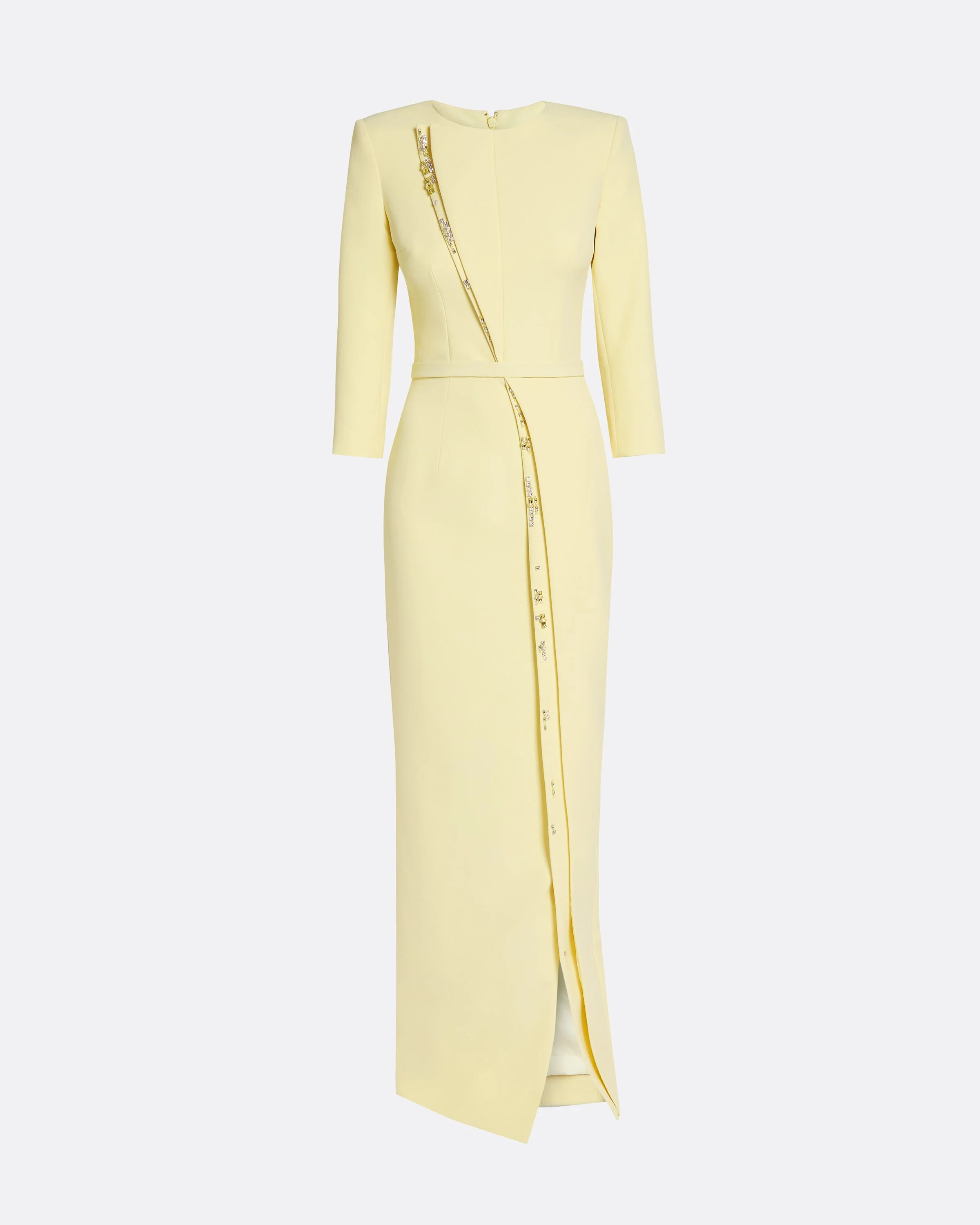 Tosavetta Long Dress in Pale Yellow with Gold - Image 5