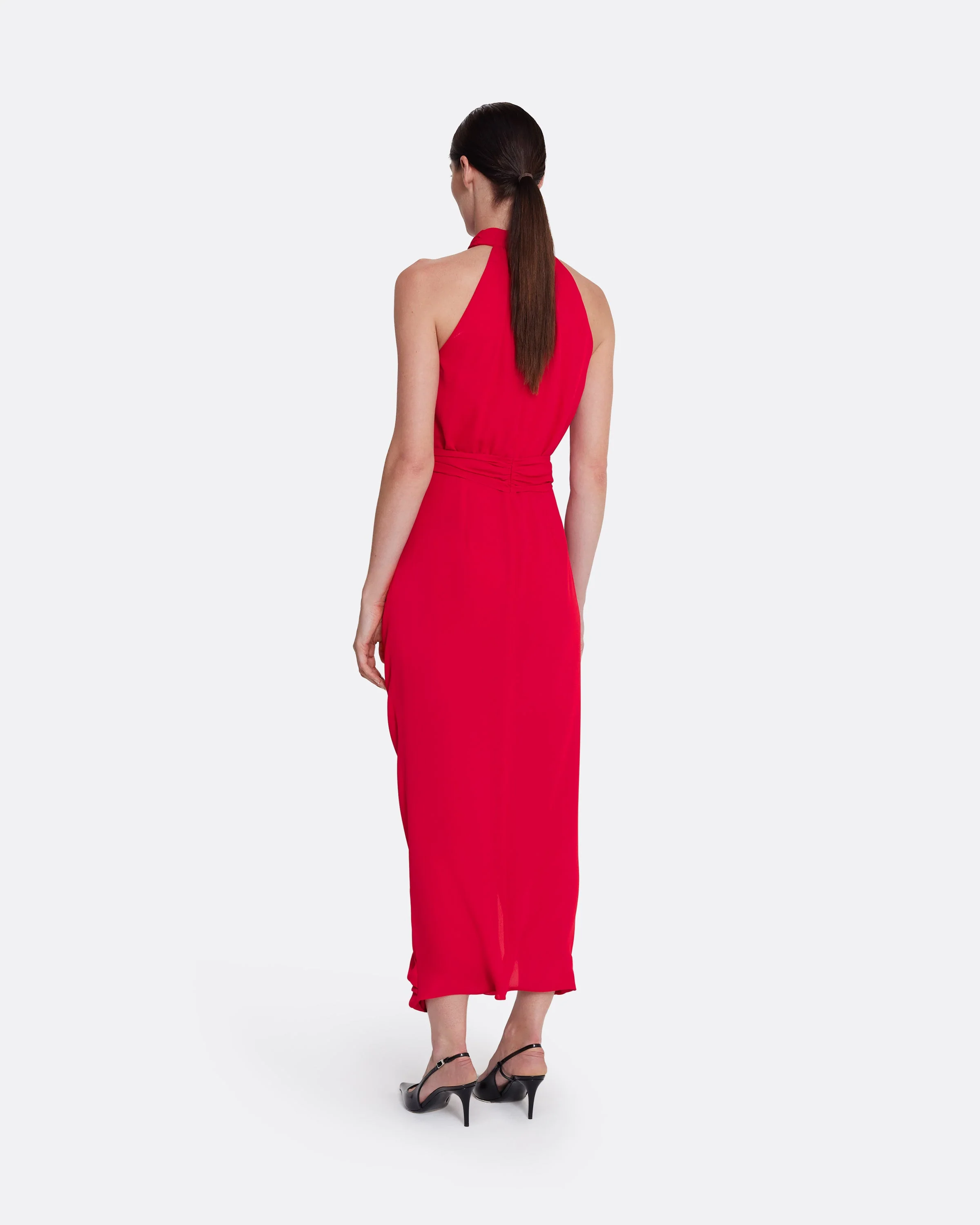 Valentina Midi Dress in Azalea Red - Image 2