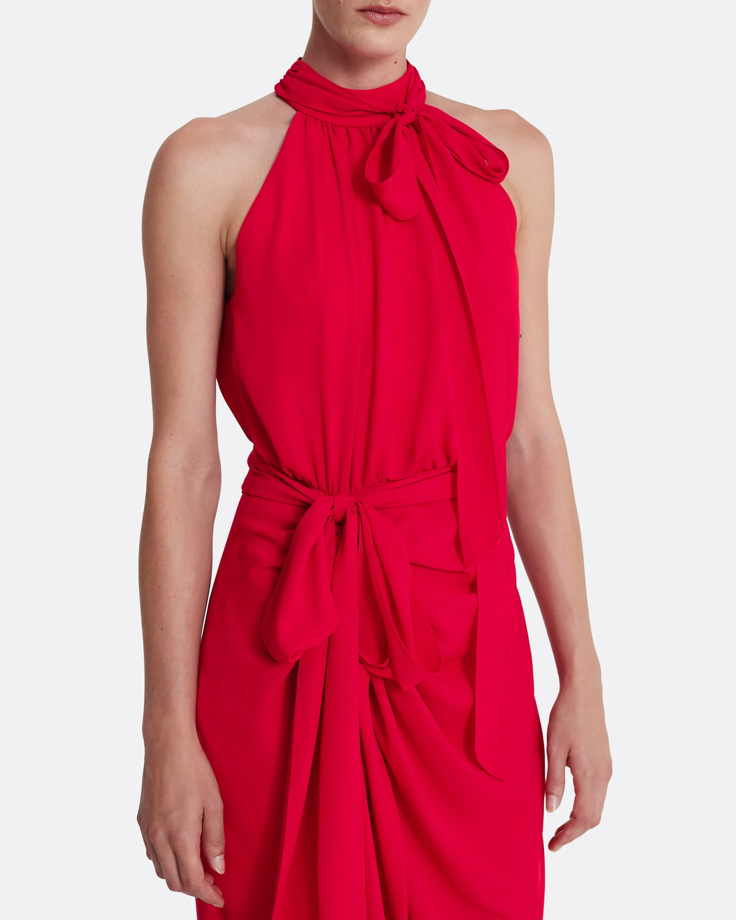 Valentina Midi Dress in Azalea Red - Image 3