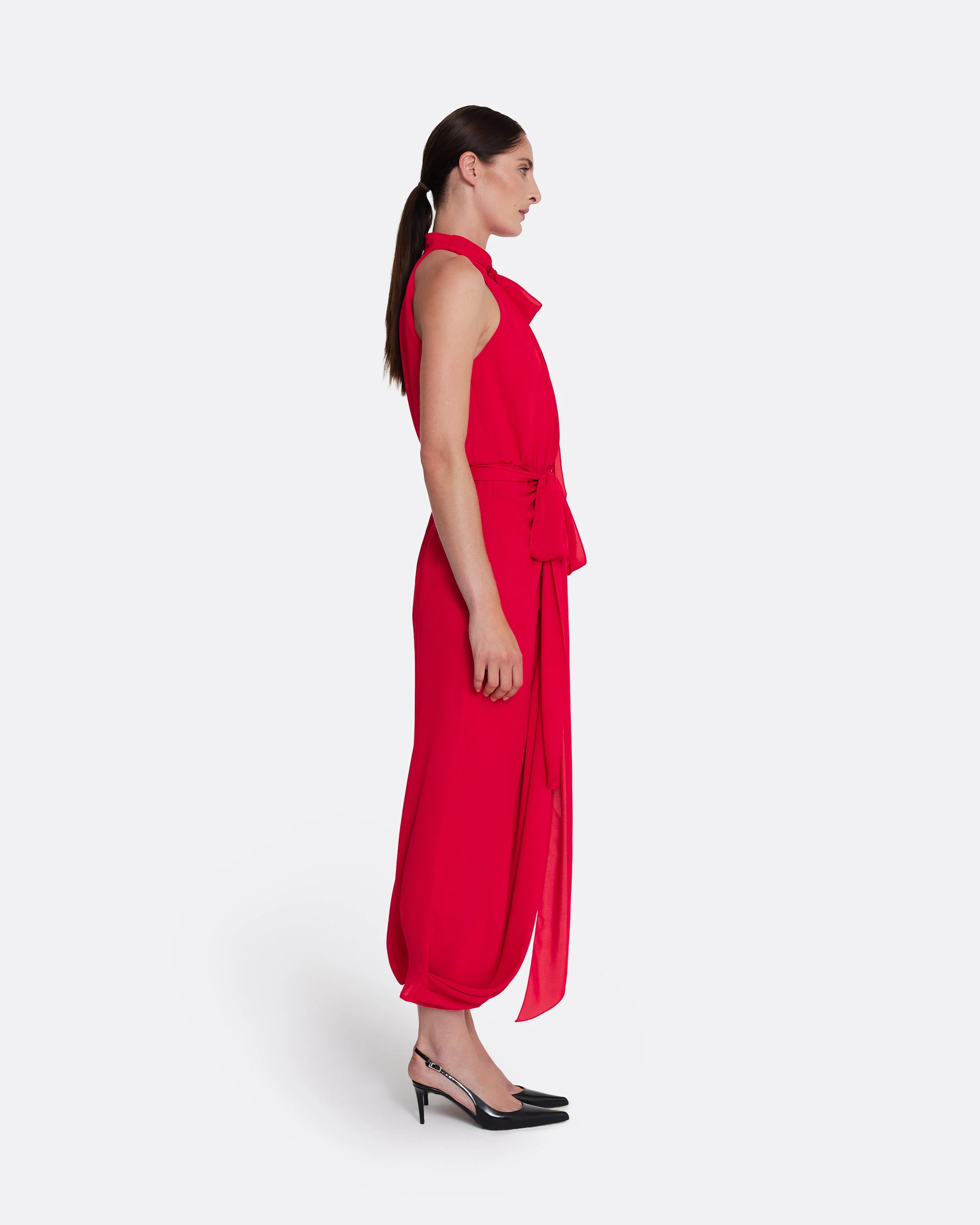 Valentina Midi Dress in Azalea Red - Image 4