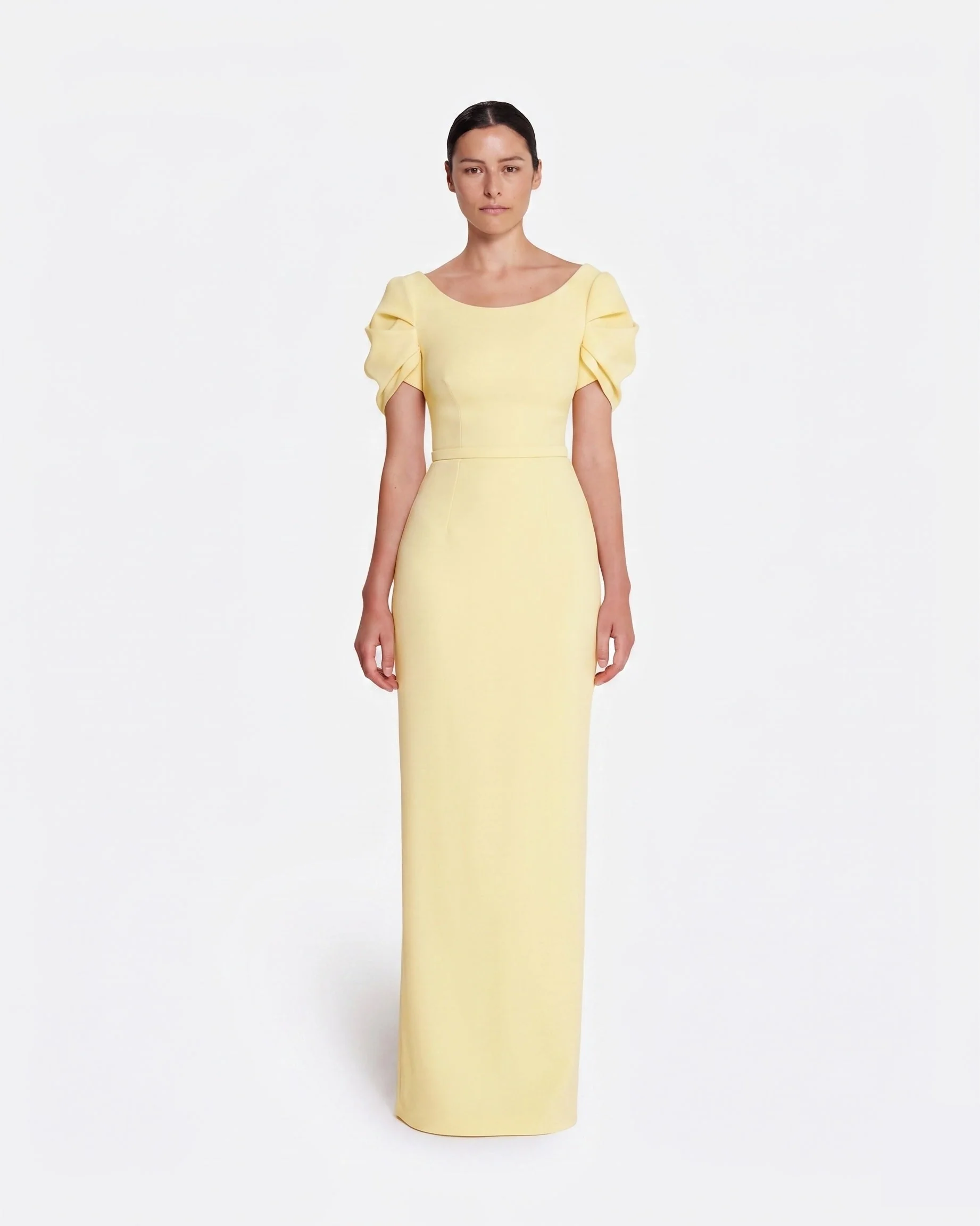 Vanna Long Dress in Pale Yellow