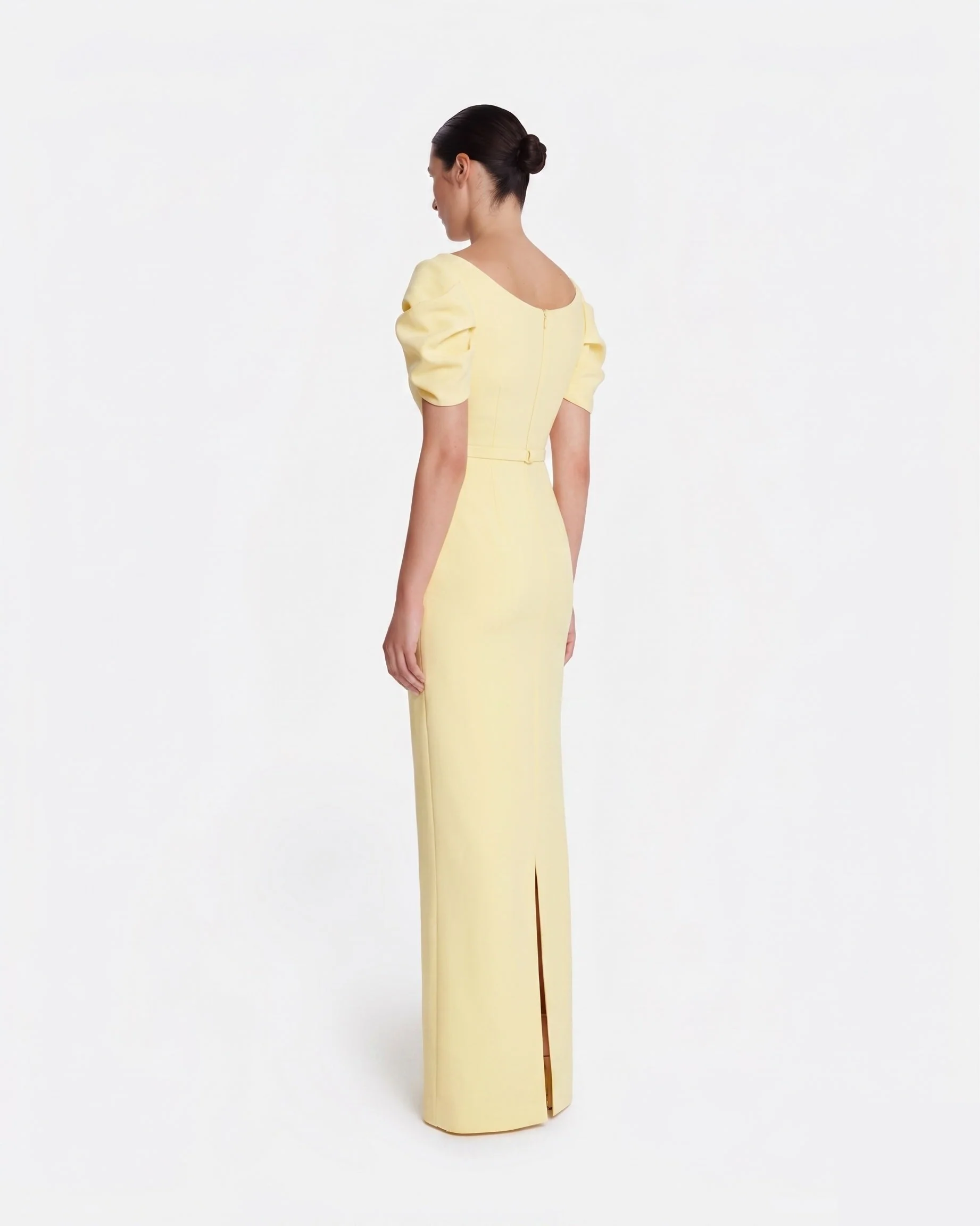 Vanna Long Dress in Pale Yellow - Image 2