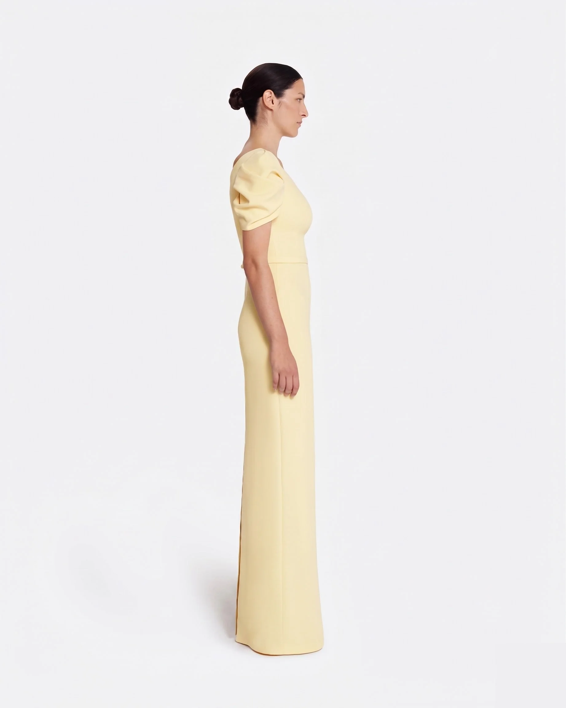 Vanna Long Dress in Pale Yellow - Image 4
