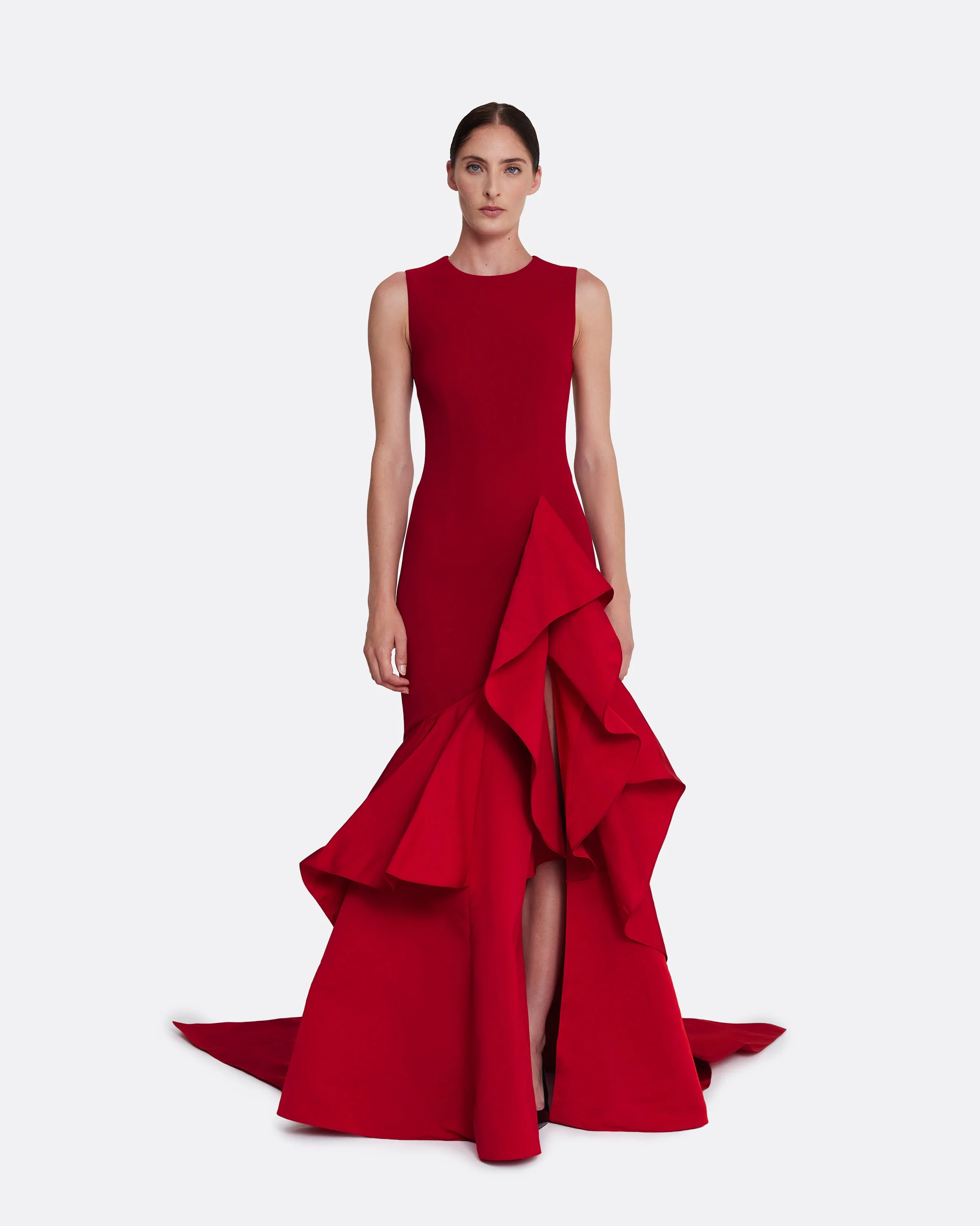 Viviana Long Dress in Lacquer Red on Azalea Red - Image 6