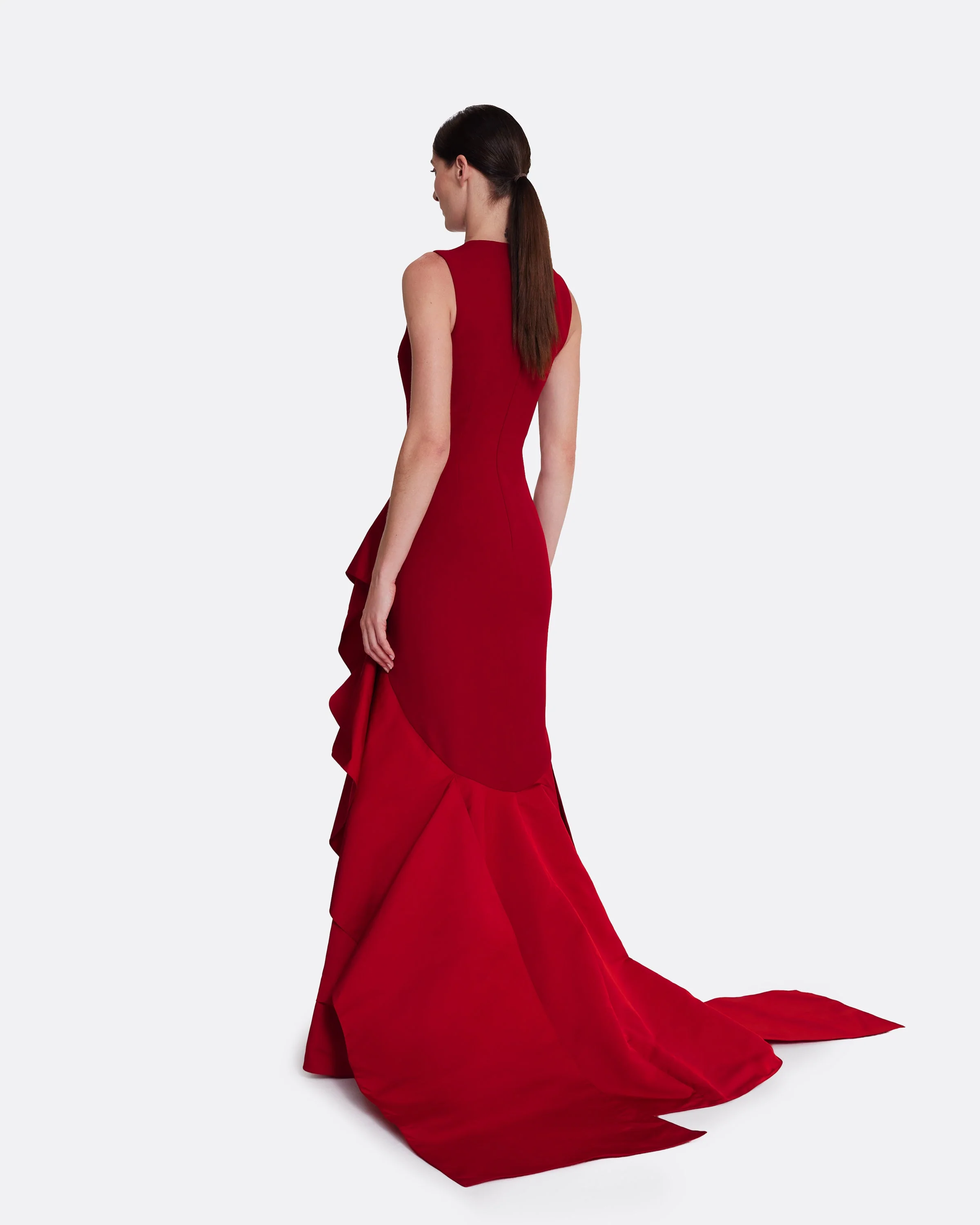 Viviana Long Dress in Lacquer Red on Azalea Red - Image 7