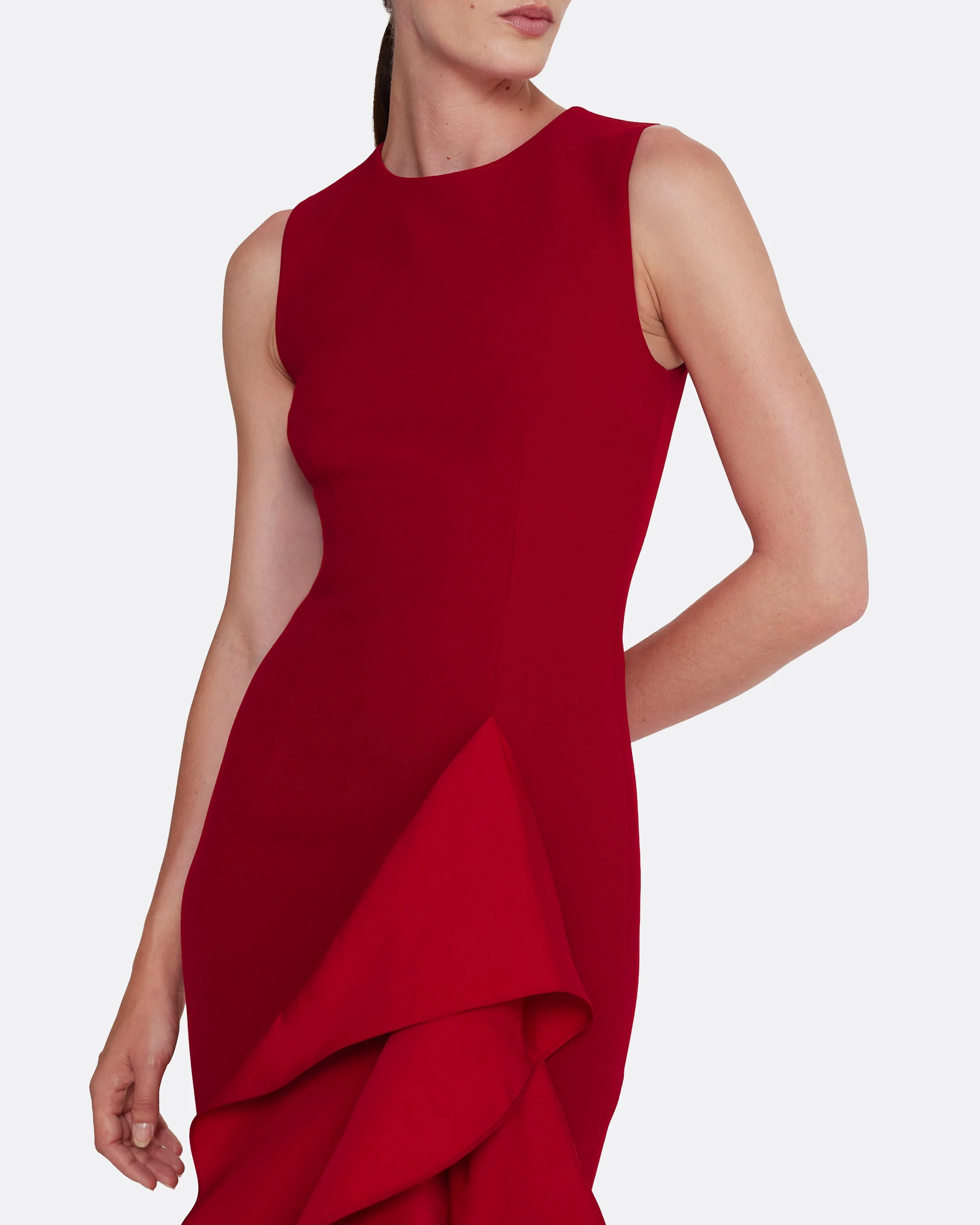 Viviana Long Dress in Lacquer Red on Azalea Red - Image 8