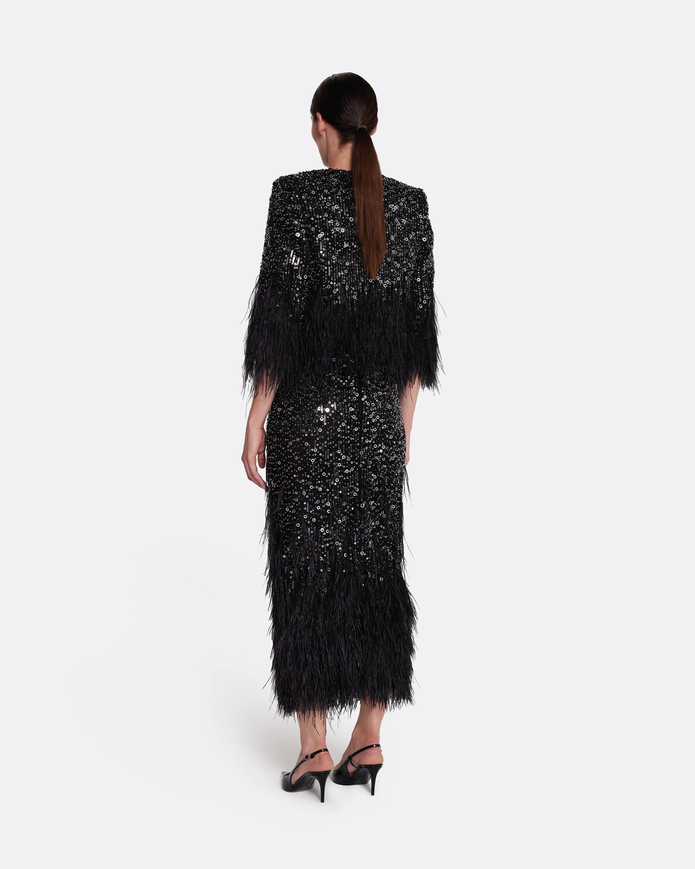 Vivica Skirt in Black with Feather Embellishment - Image 13