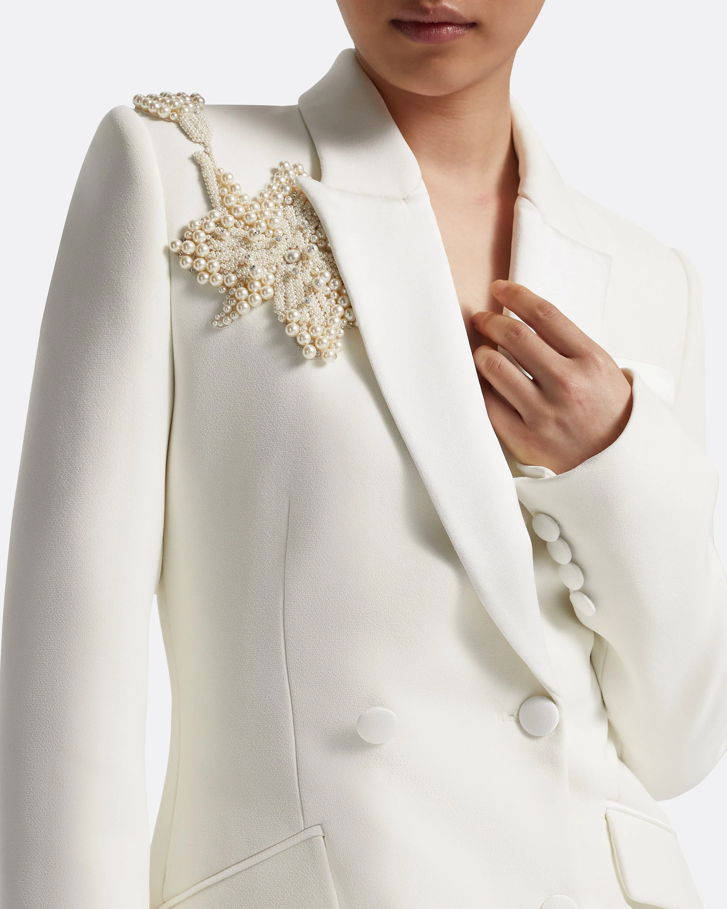 Wynnie Jacket in Ivory with Pearl Embroidery - Image 3
