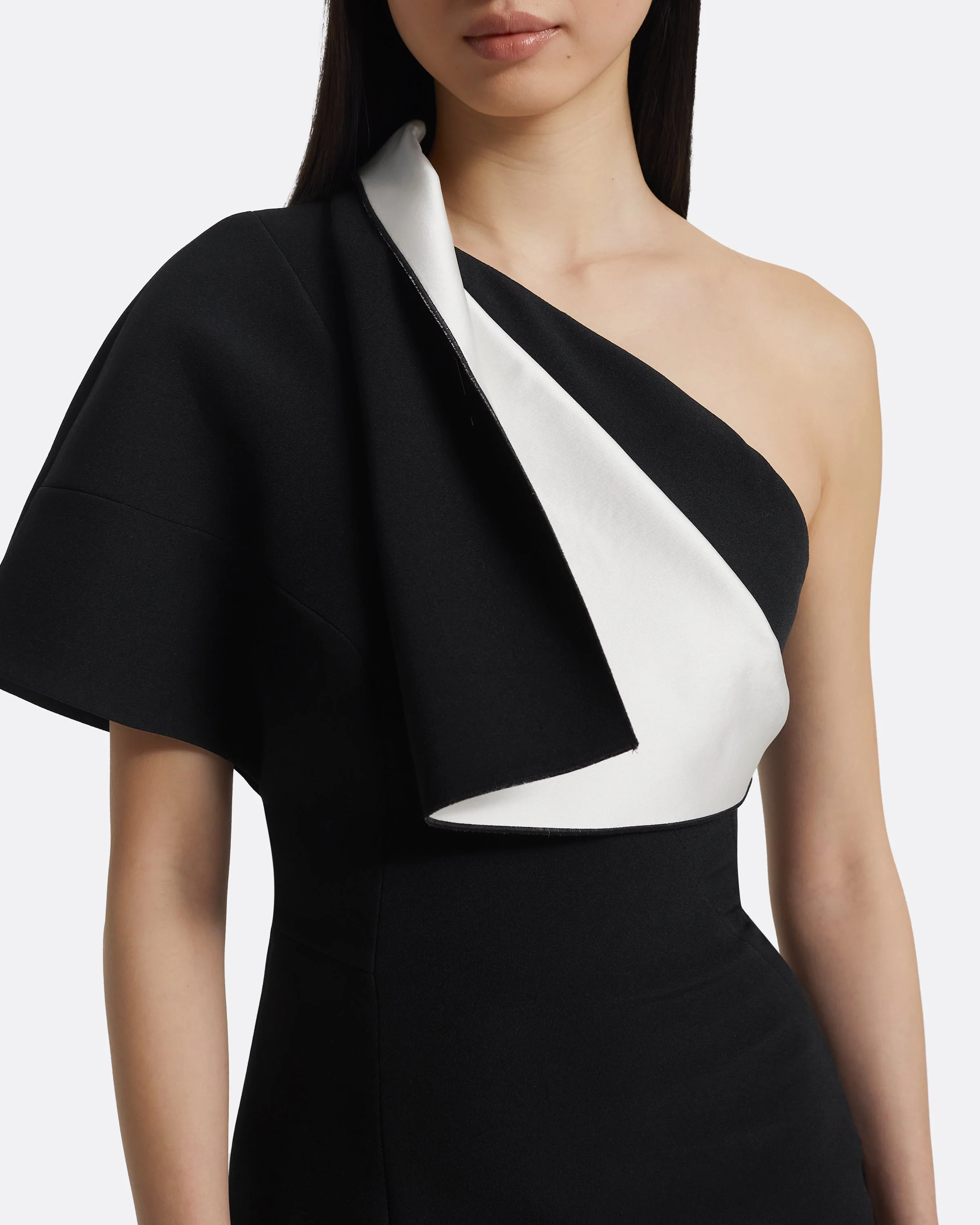Yume Long Dress in Ivory on Black - Image 3