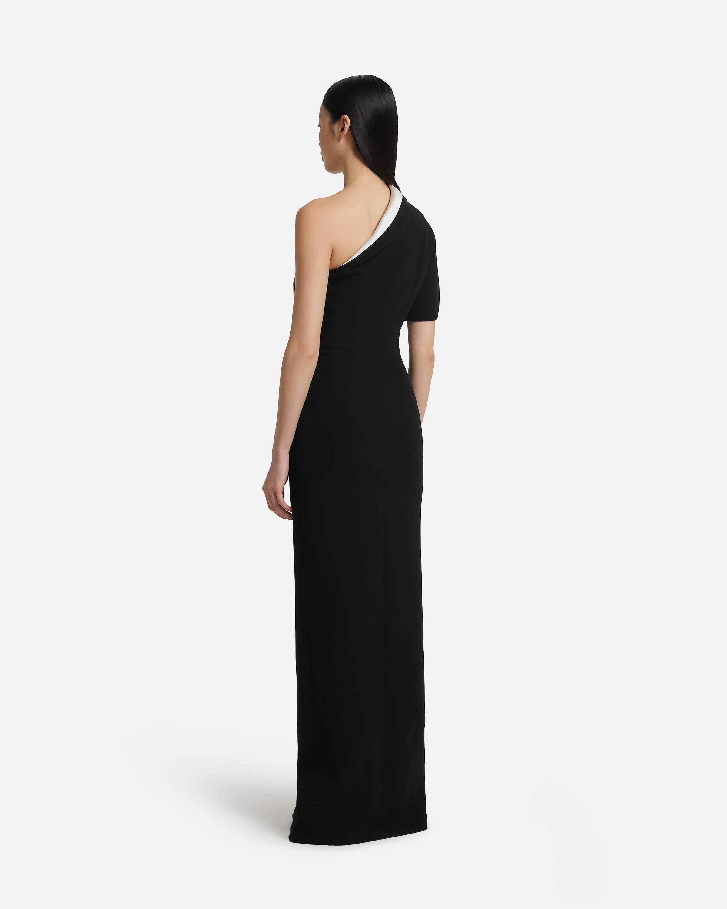 Yume Long Dress in Ivory on Black - Image 7