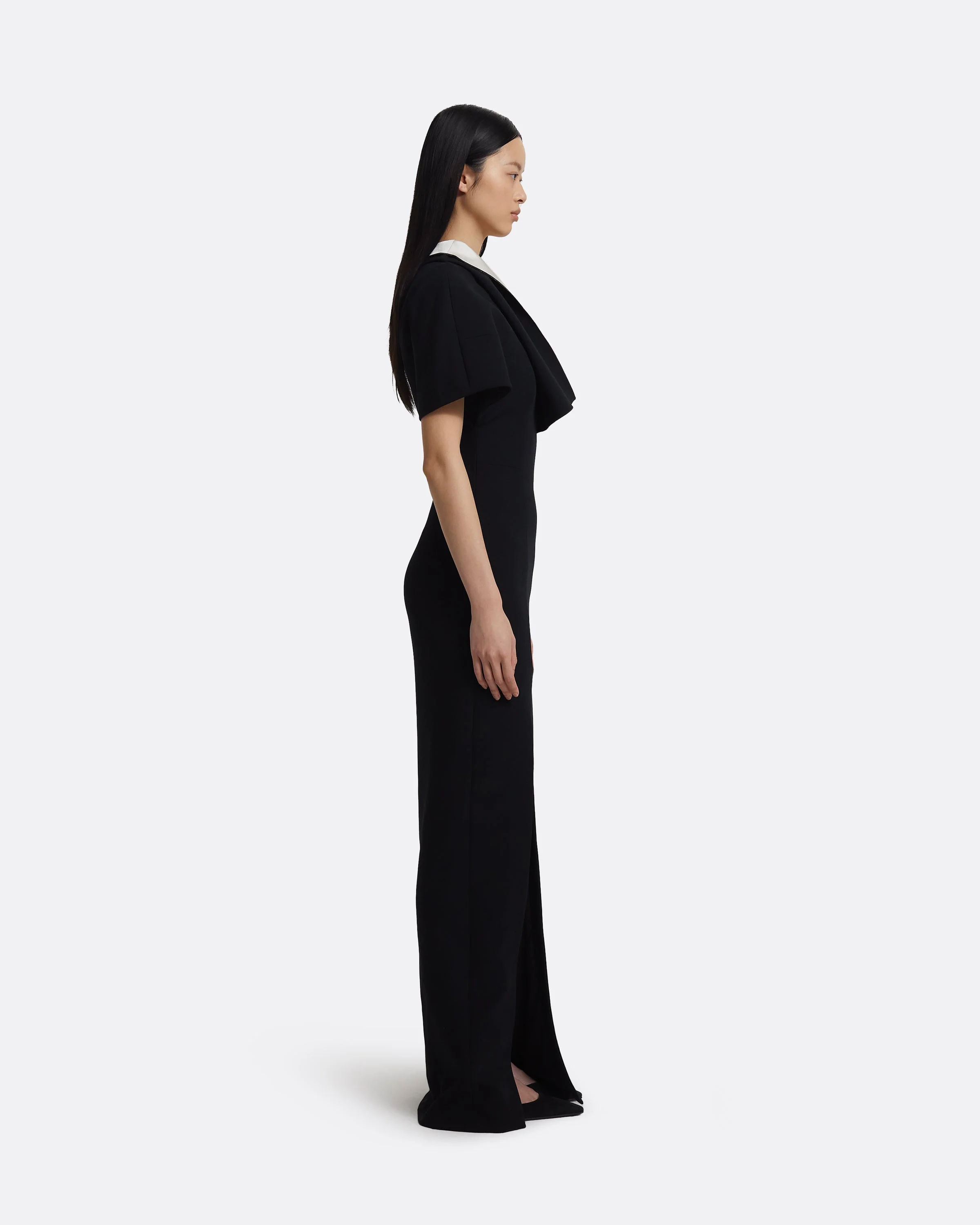 Yume Long Dress in Ivory on Black - Image 9