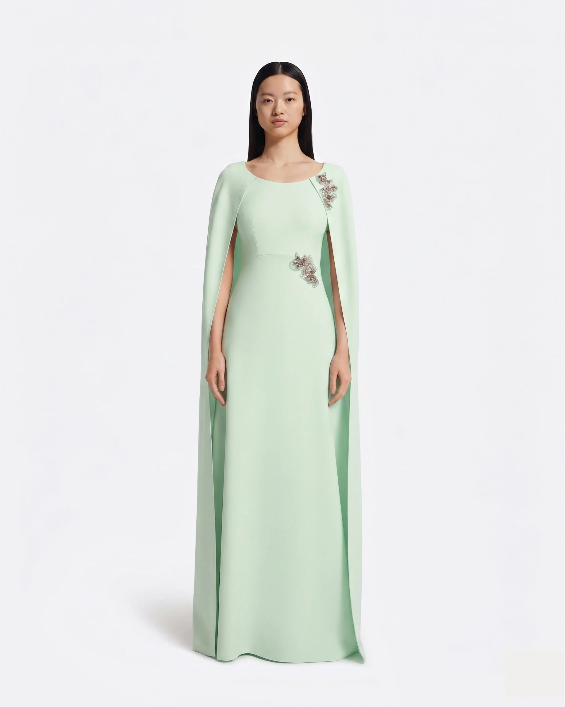 Yuna Long Dress in Sea Glass with Silver