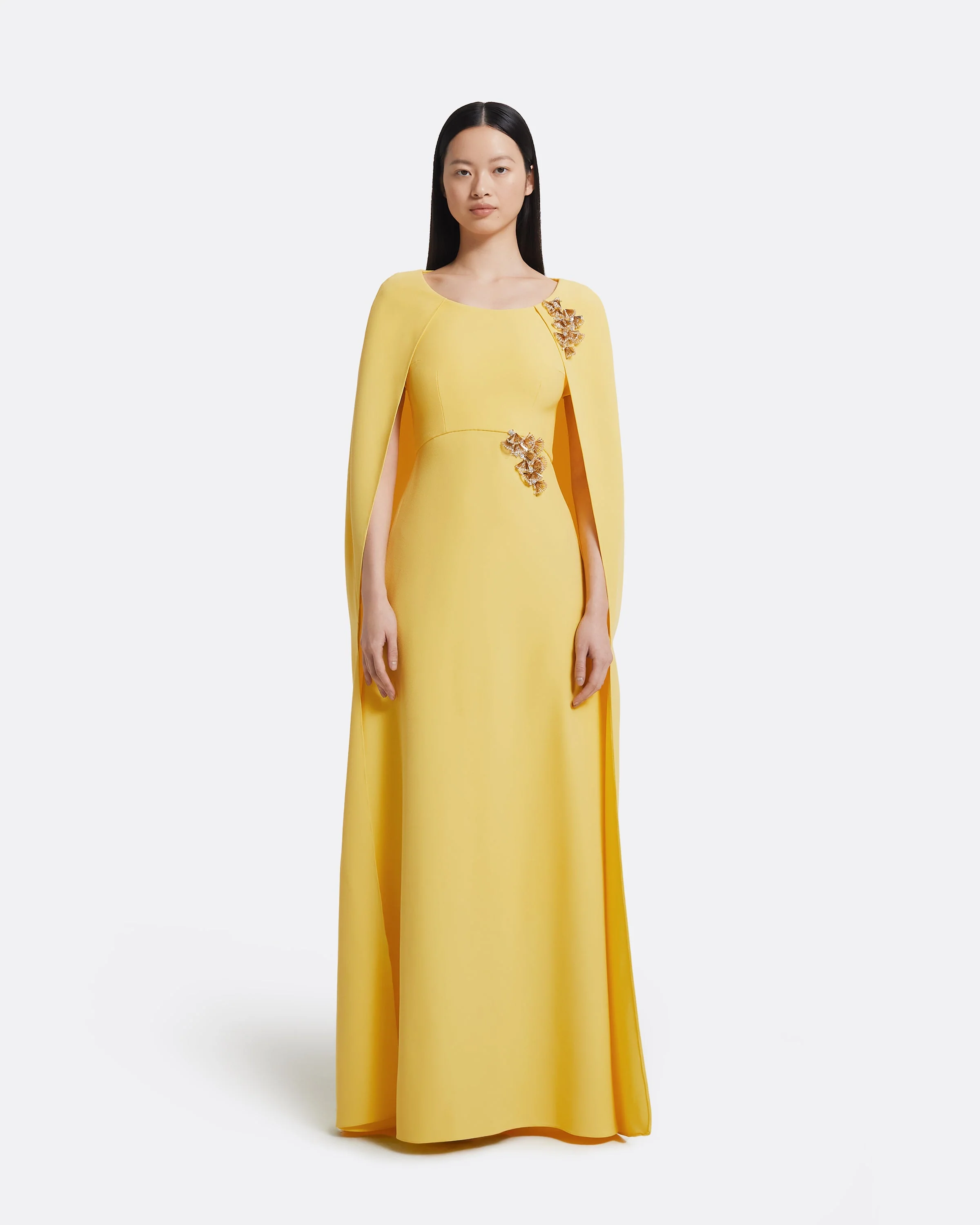Yuna Long Dress in Aspen Gold with Gold